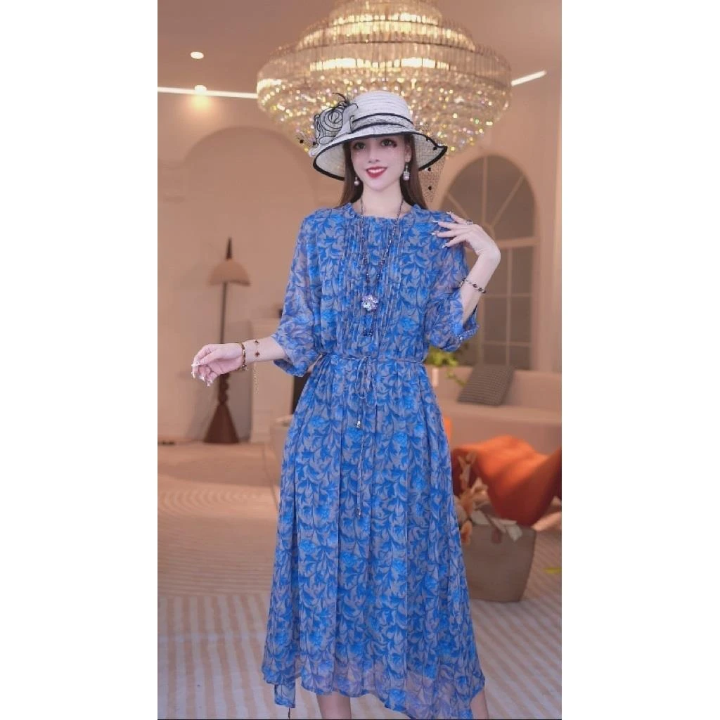 2025年新款遮肚连衣裙气质贵夫人连衣裙收腰显瘦气质裙子韵味2001