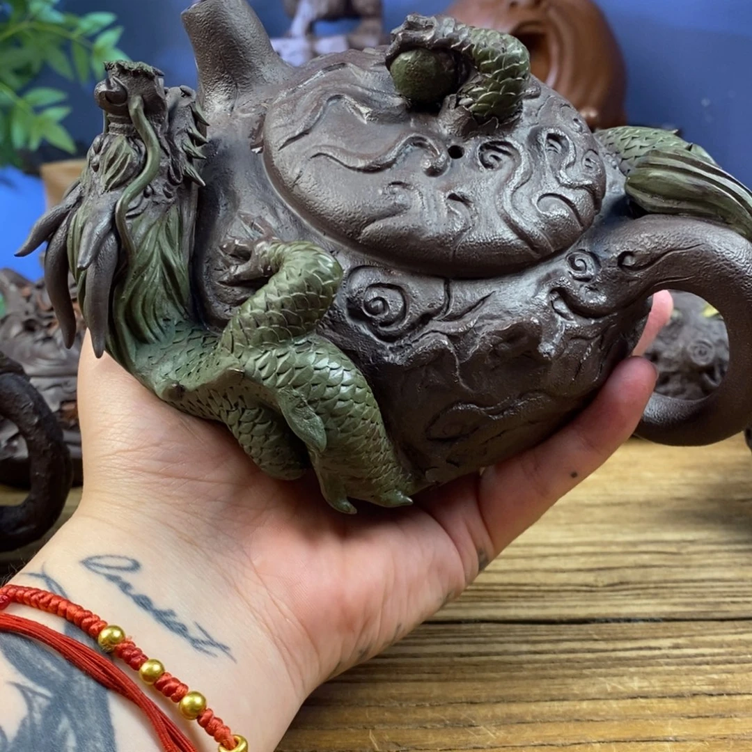 潇***洒茶壶紫砂紫砂 龙壶