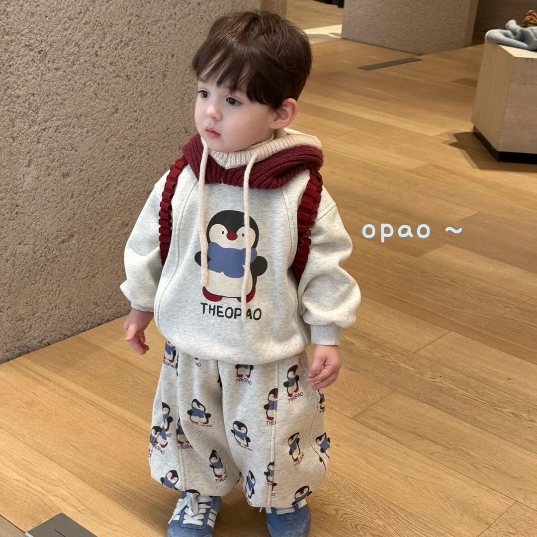 opao官方正版加绒小企鹅套装