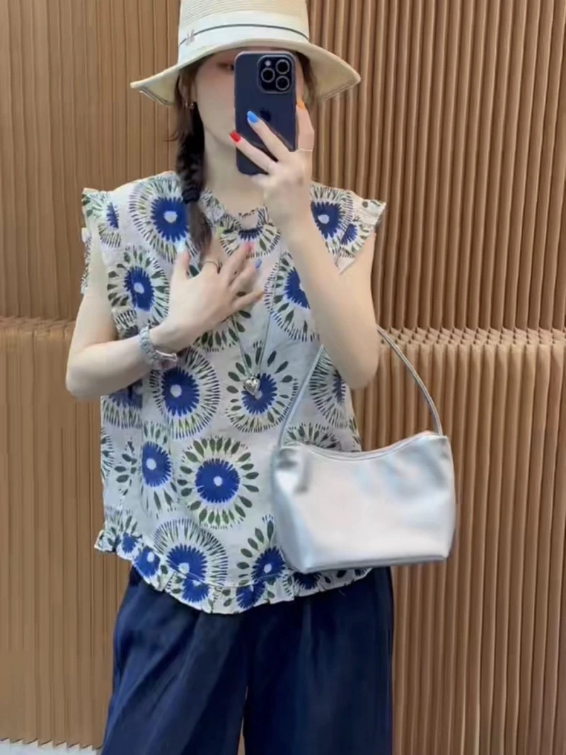 小飞袖夏季女士衬衫高级感小众别致好看上衣
