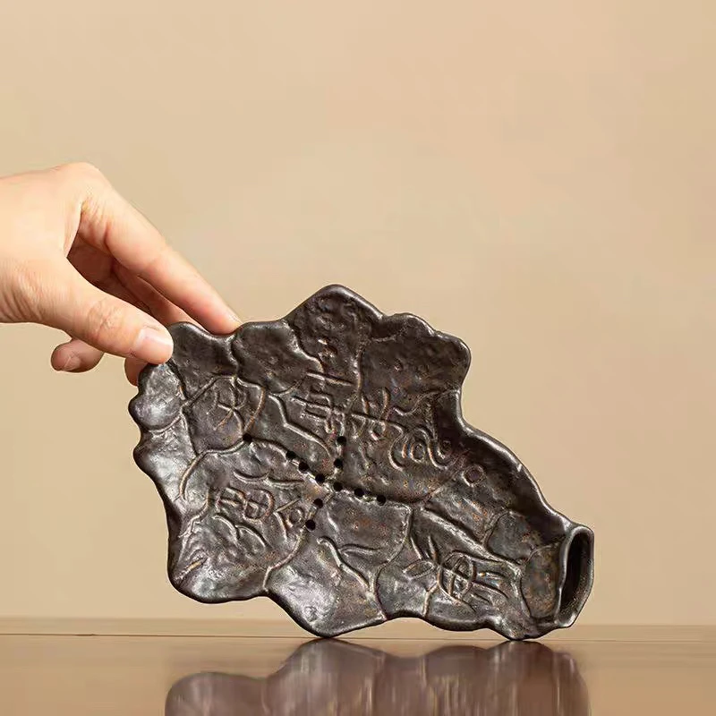 庄大师手作复古备前烧粗陶铁胎泥甲骨文壶承