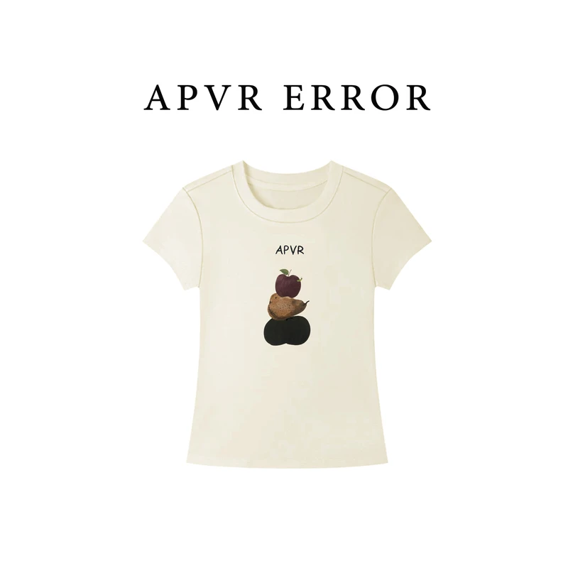 Apvr水果刺绣2025年新品数码直喷短袖休闲百搭显瘦圆领T恤女T608