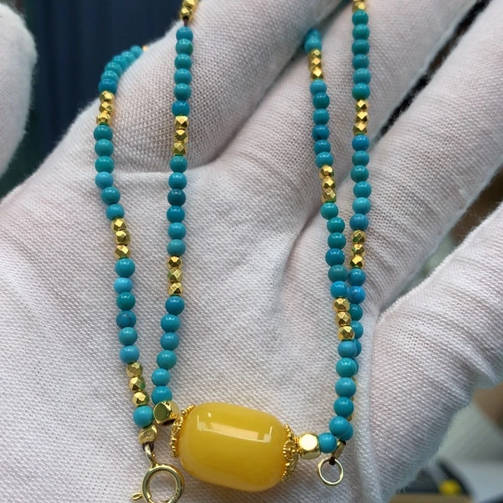 绿松石银S925镶嵌长链