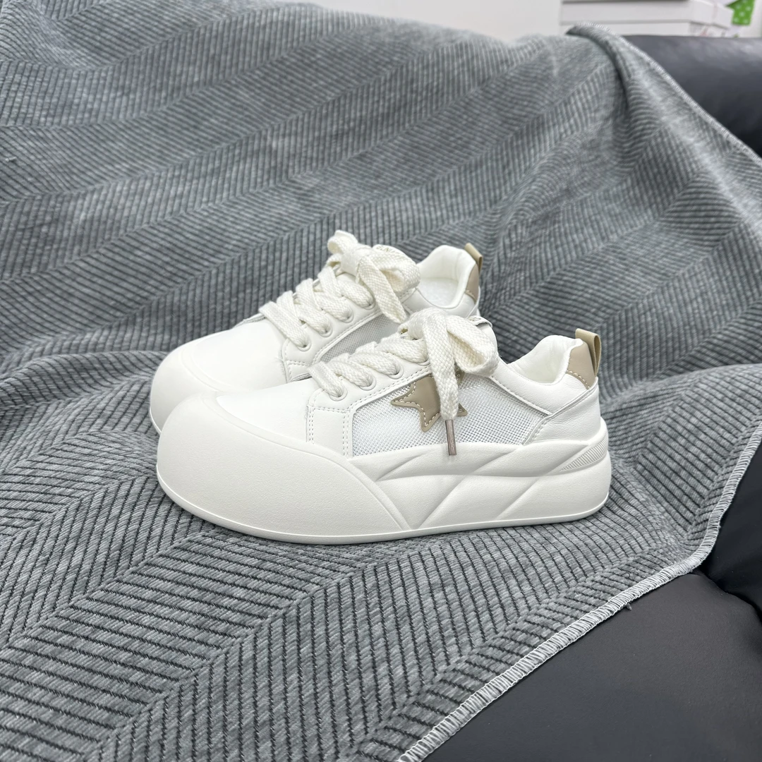 220 卡 厚底星星小白鞋女夏季透气丑萌大头鞋小众设计休闲面包鞋