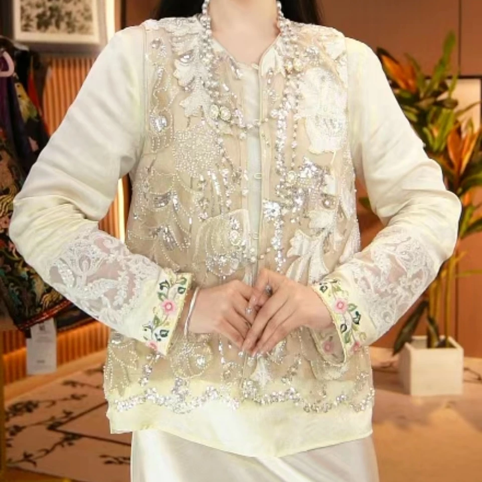 富贵海棠/新中式春季新款重工织锦刺绣马甲2025A9887-小美