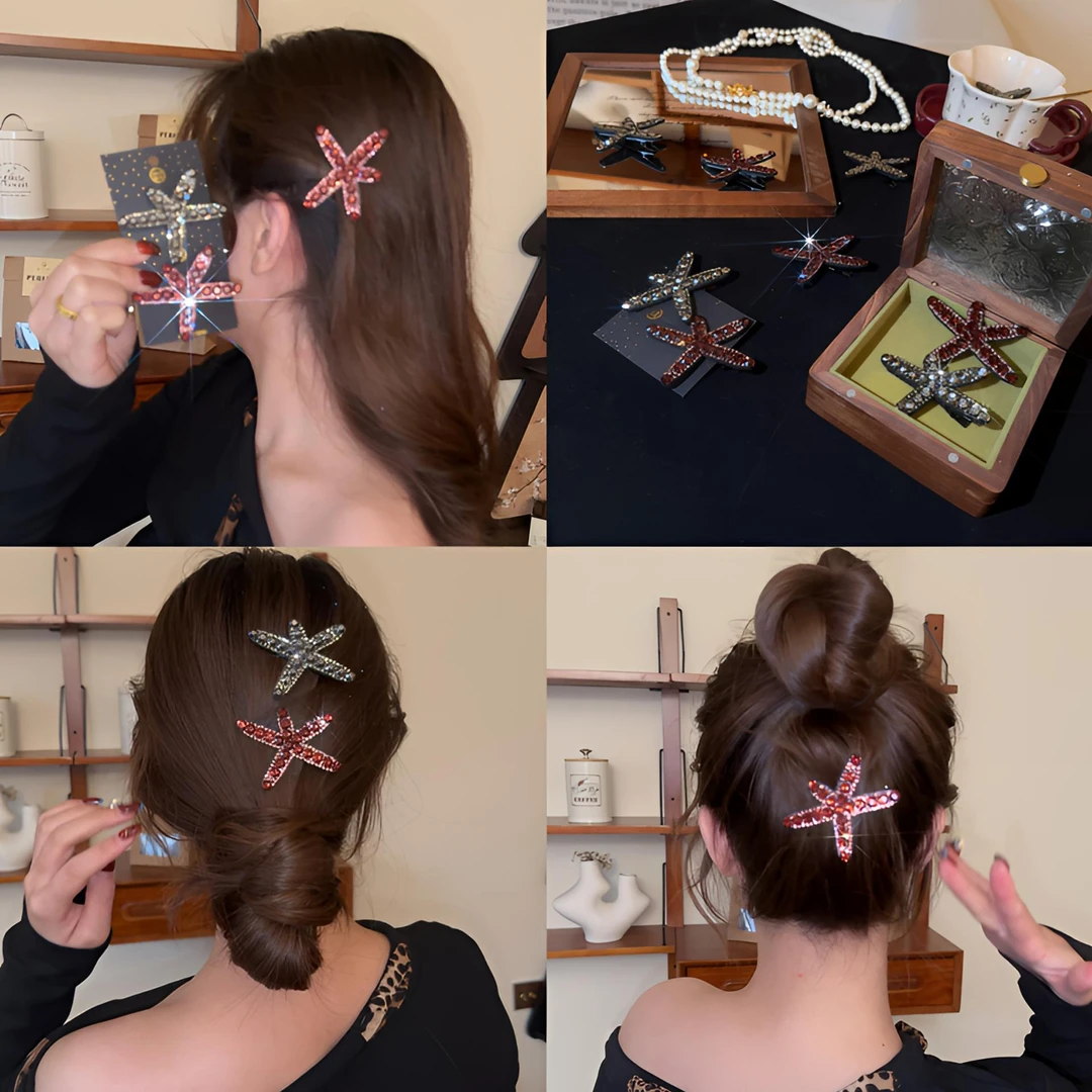 屿熙新款韩版海星钻钻闪亮鸭嘴夹碎发侧边夹气质百搭轻奢发夹女