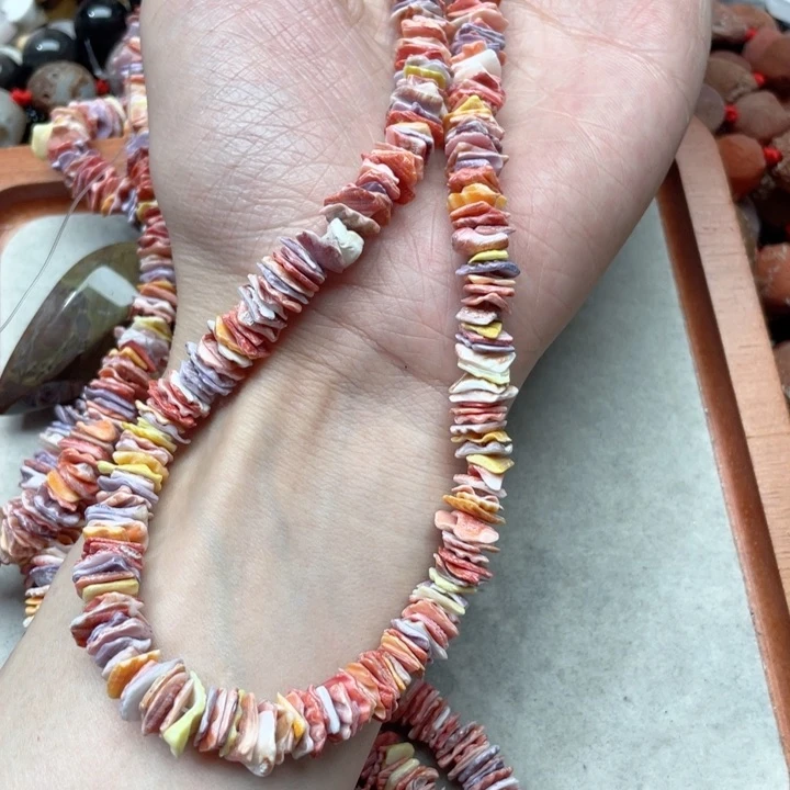 玛瑙/玉髓合金珠宝半成品一条10mm彩贝