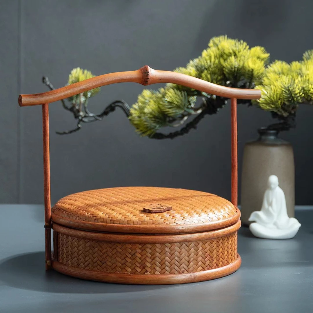 TH018（林艺舎）邱师傅竹木纯手工民俗竹编大漆家用禅意筇竹提篮