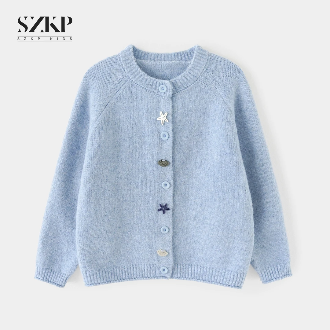 SZKP秋季新款女童洋气上衣中大童休闲时尚儿童开衫毛衣MFYD555648