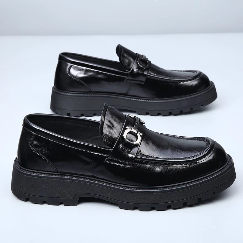 （直播间下单）一脚蹬休闲英伦风增高透气黑色厚底秋季乐福鞋豆豆鞋