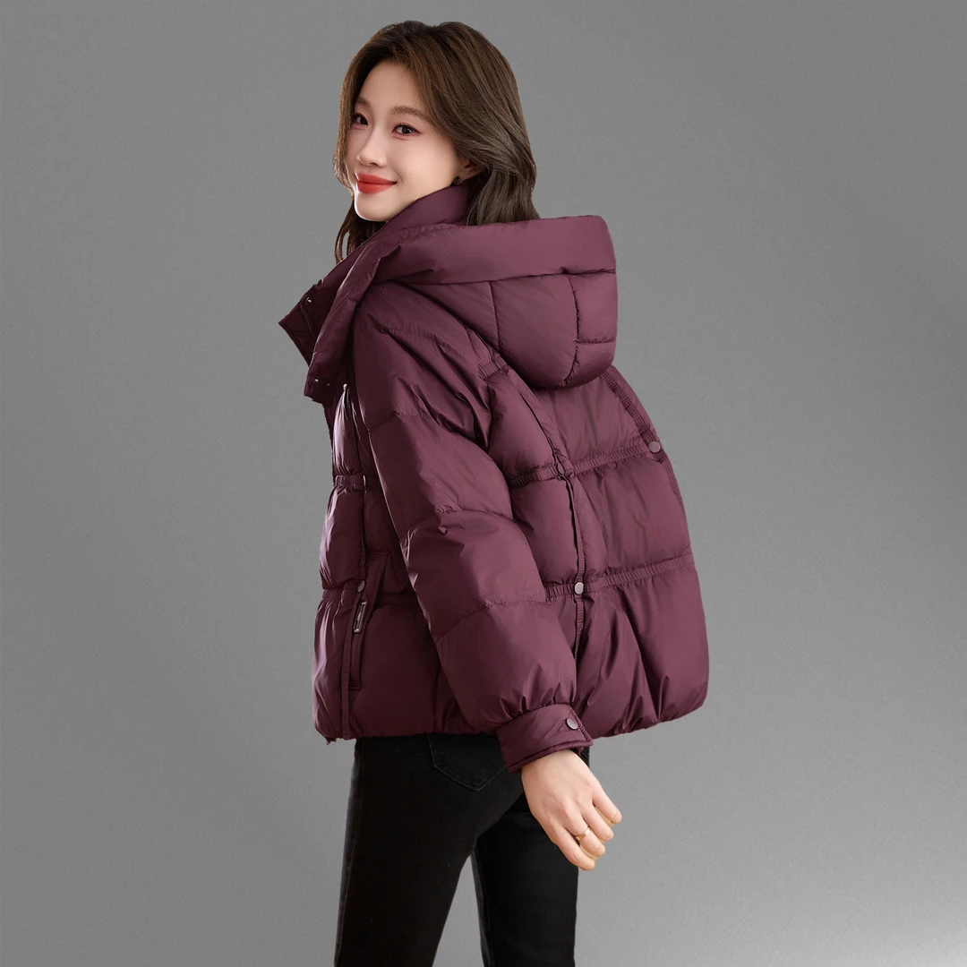 短款羽绒服女2025冬季新款高端气质连帽面包服加厚保暖白鸭绒外套