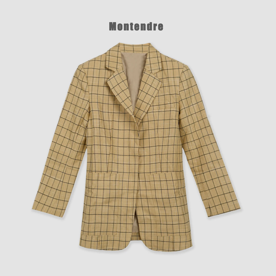 【MonTendre】秋季新款 时尚气质格纹设计感百搭收腰显瘦西装外套