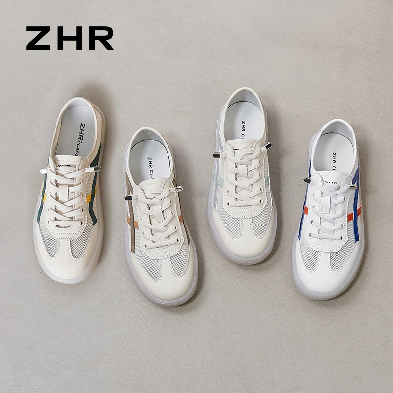 ZHR/则则网面透气德训鞋女款深口时尚休闲单鞋舒适平底耐磨小白鞋