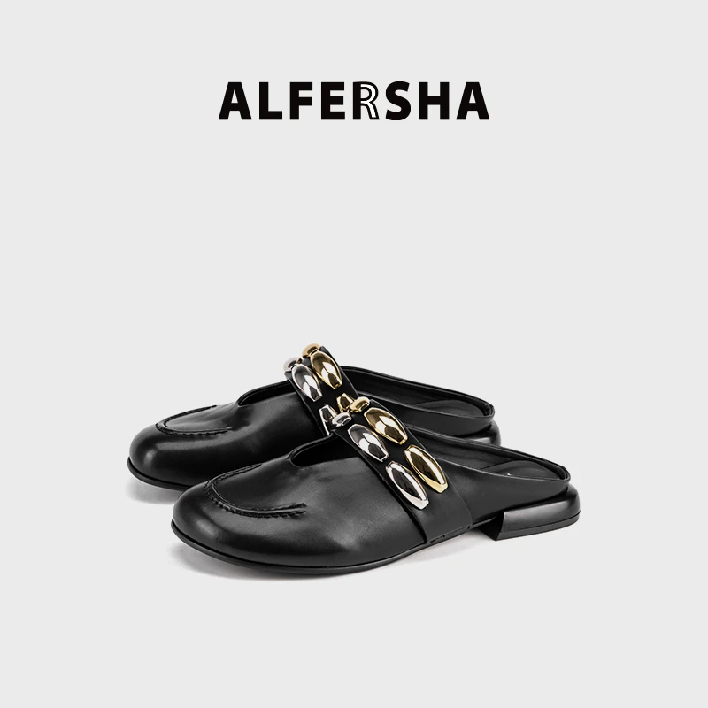 2025春款黄奕代言阿芙莎668860法式时尚舒适百搭低跟拖鞋B