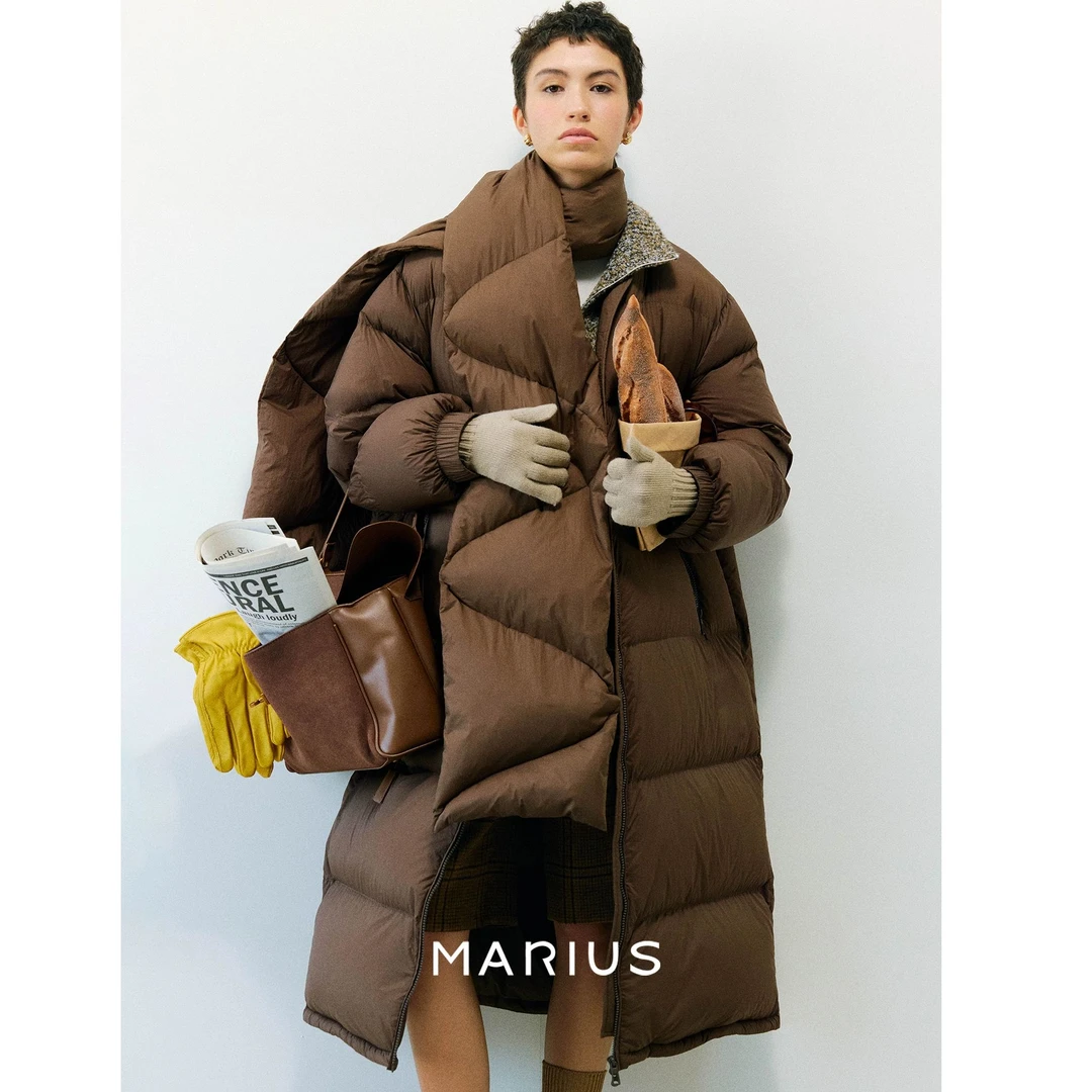 MARIUS“甜甜圈”95白鹅绒轻柔保暖宽松0压长羽绒服短款外套冬