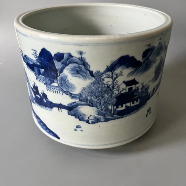 356 清 山水意境三足笔海