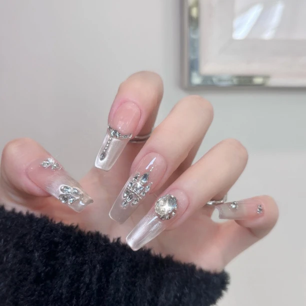 QIUQIU【银河之夏】纯手工高定猫眼手工穿戴甲气质美甲百搭仙女款