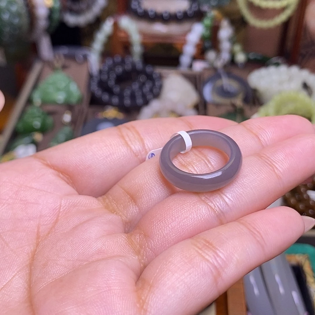 和田玉未镶嵌颈饰烟紫老矿料指环10-15圈