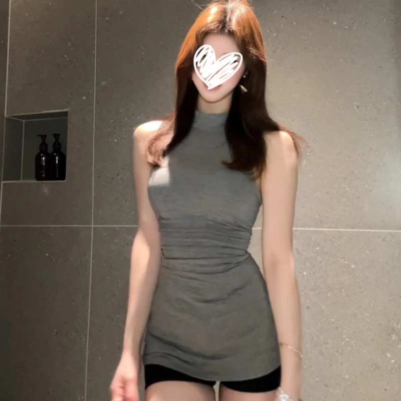 2025年夏季新款韩版高领背心修身显瘦纯欲性感辣妹紧身女上衣