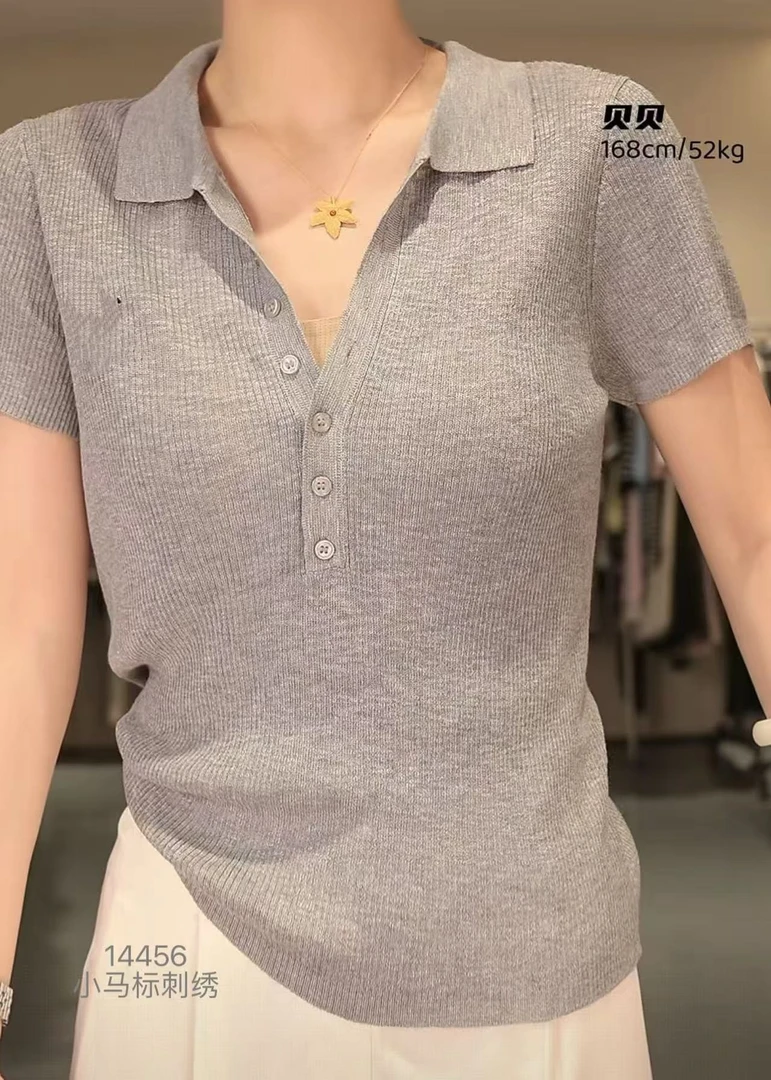 14456（部分无水洗唛，介意慎拍）WANGDAN新款刺绣翻领短袖