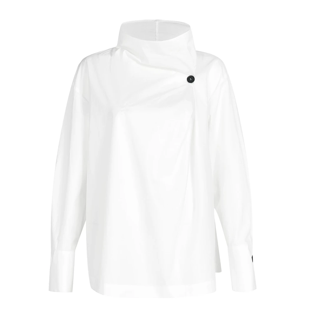 【专柜款衬衫】25年春季新款白色设计师款气质优雅百搭衬衫9266