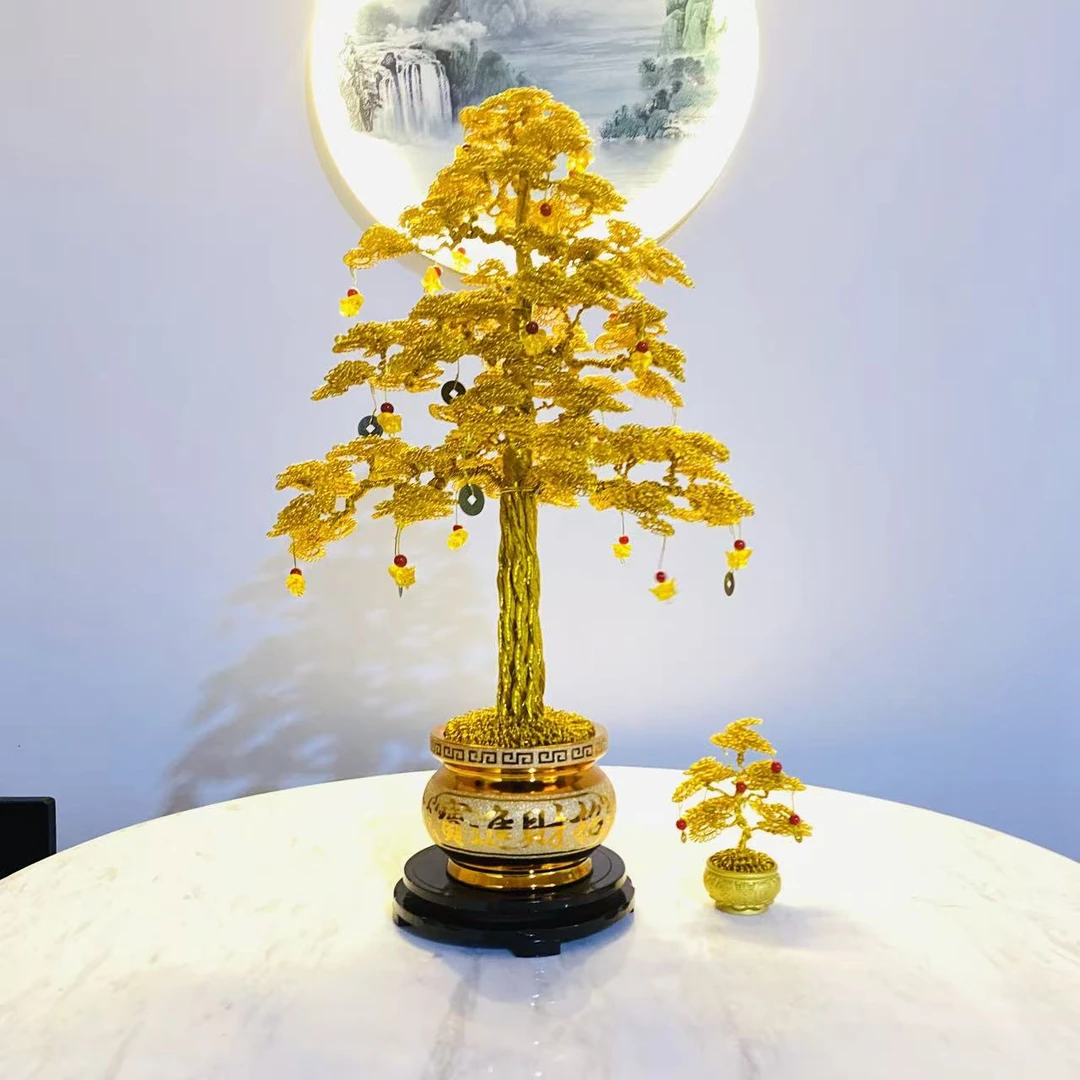 纯手工编织发财树高60厘米左右宽40厘米左右新房工艺品创意玄关