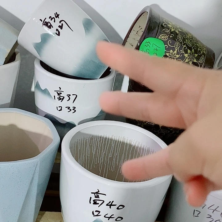 陶瓷大花盆山水一套