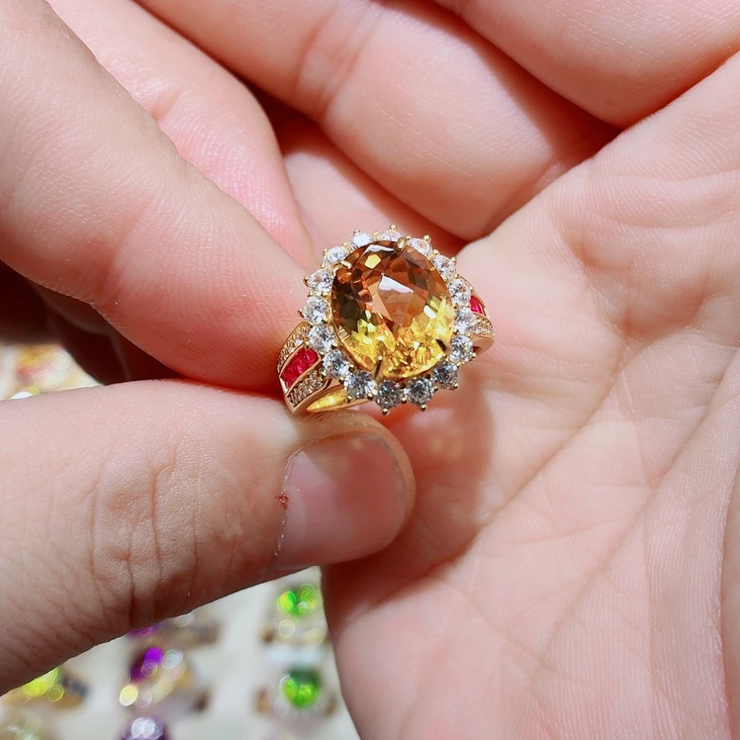 戒指银S925镶嵌水晶