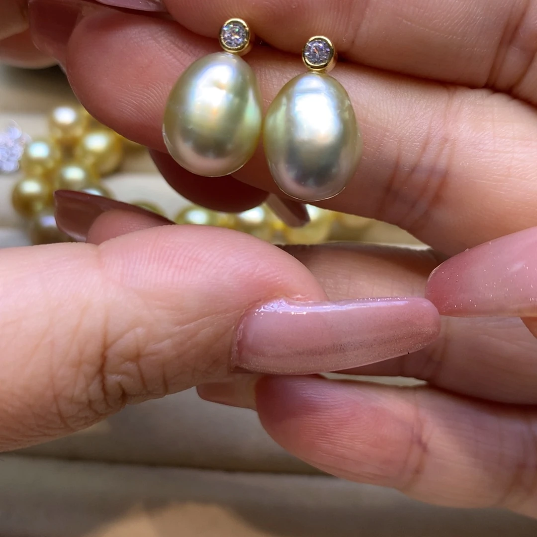 银S925镶嵌耳饰海水珍珠