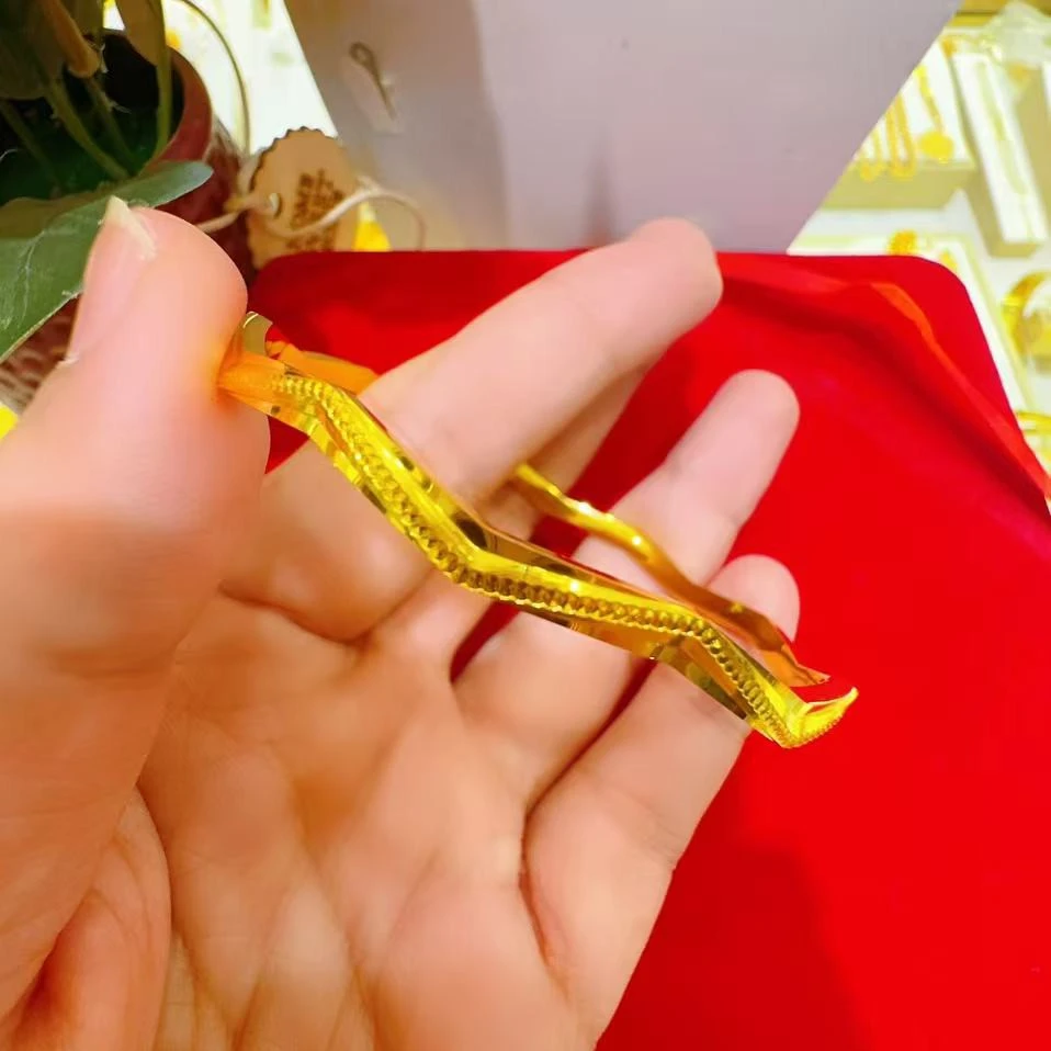 合金手镯 合金 0.15g 卷草纹紫荆雕花经典传承古法