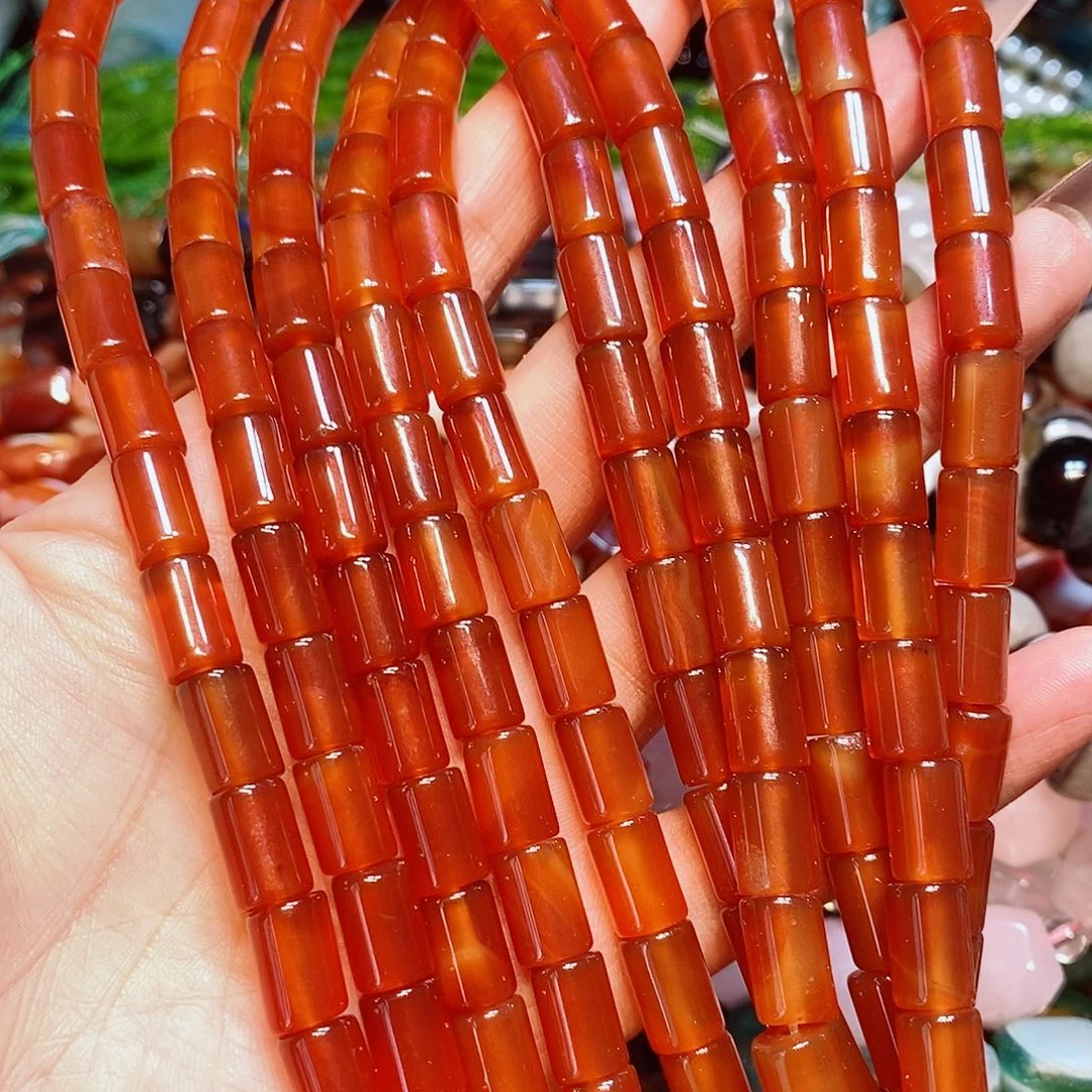 玛瑙/玉髓散珠红玛瑙管珠8✖️12mm