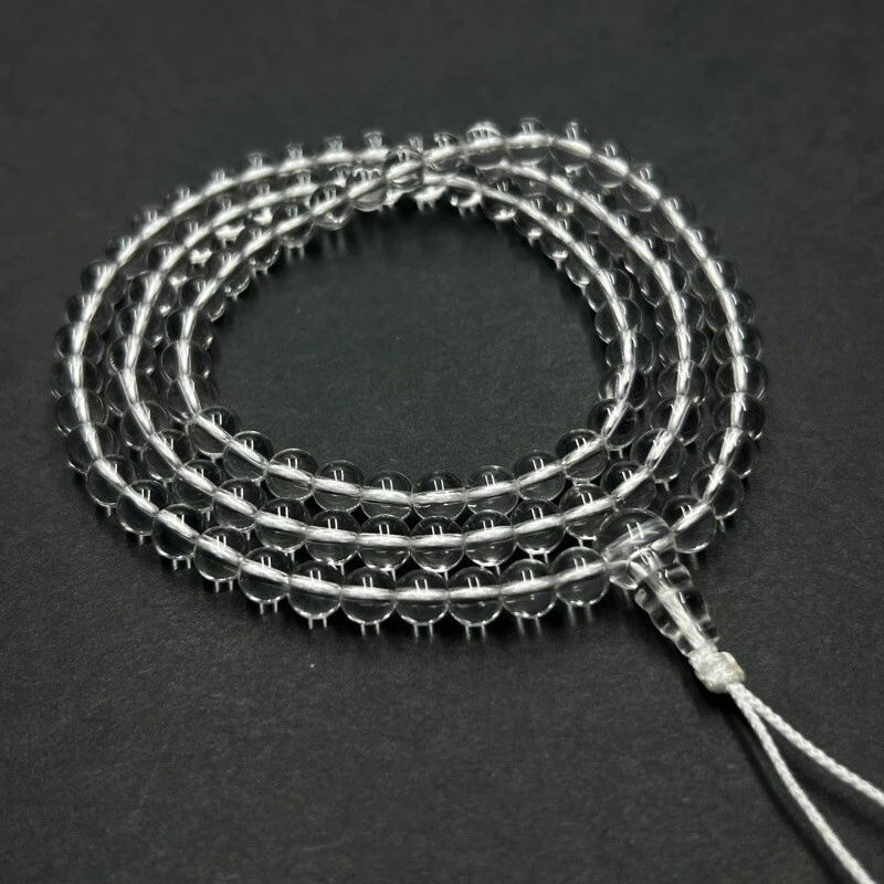 圆珠108颗天然白水晶佛珠手链项链男女同款车挂手持抖音官方证书