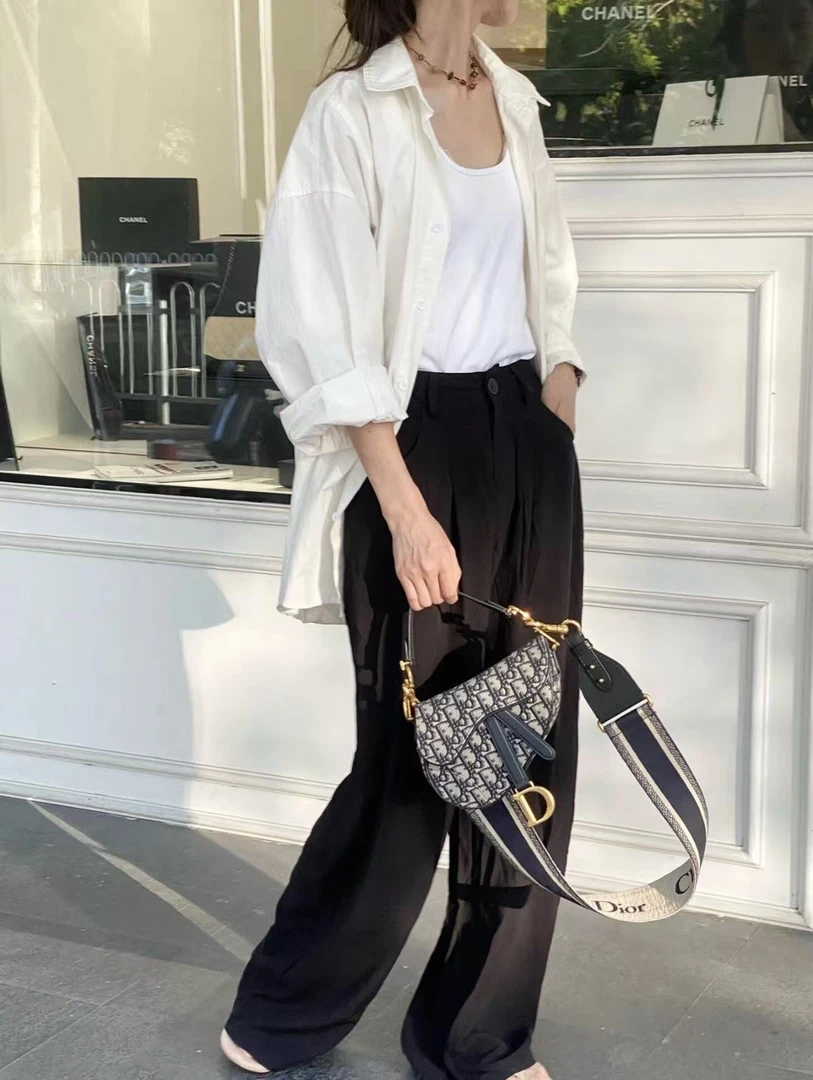 95新 DIOR/迪奥 蓝色老花小号马鞍包 17722198