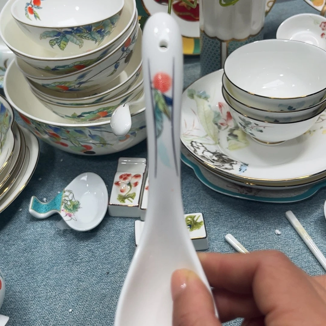 瓷片荔枝小勺六个