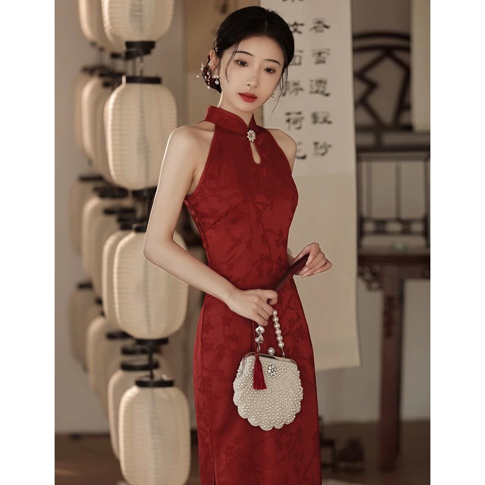 改良旗袍敬酒服新娘结婚新中式红色高级感2025新款订婚礼服女夏季