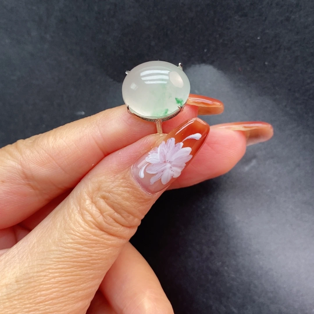 段***曦石英质玉银S925镶嵌戒指