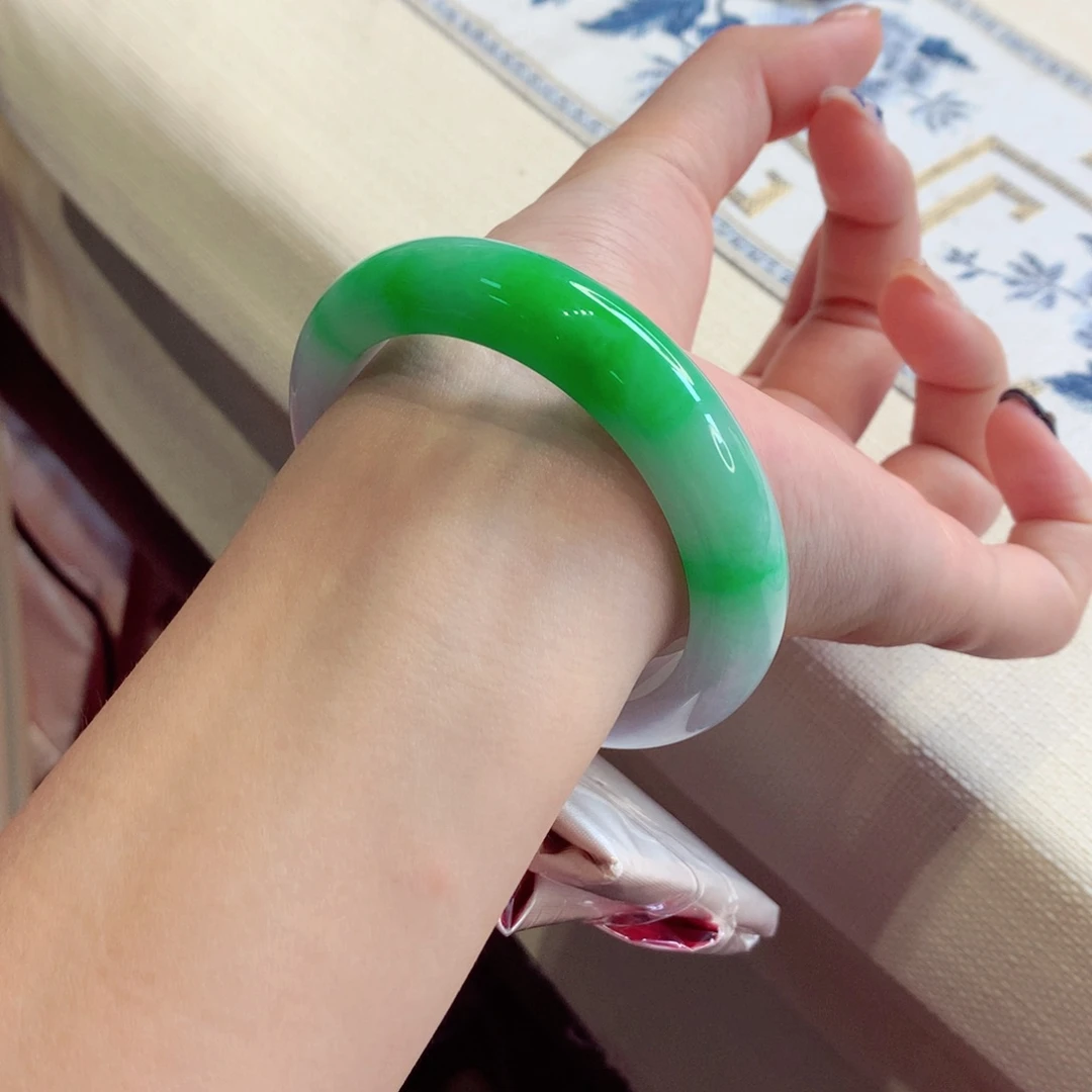 翡翠手镯未镶嵌上新72号正圈77