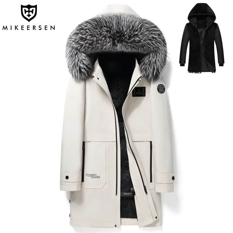 海宁新款派克服男獭兔毛内胆中长款皮毛一体皮草大衣修身潮流外套