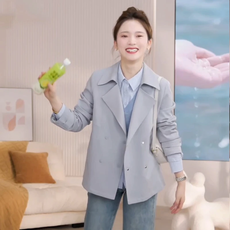 2025春秋季新款女士韩系休闲减龄短款风衣小个子时尚气质百搭外套