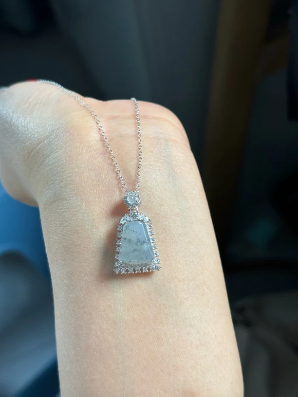 天然缅甸A货翡翠乌鸡无事牌吊坠s925气质时尚银色镶嵌