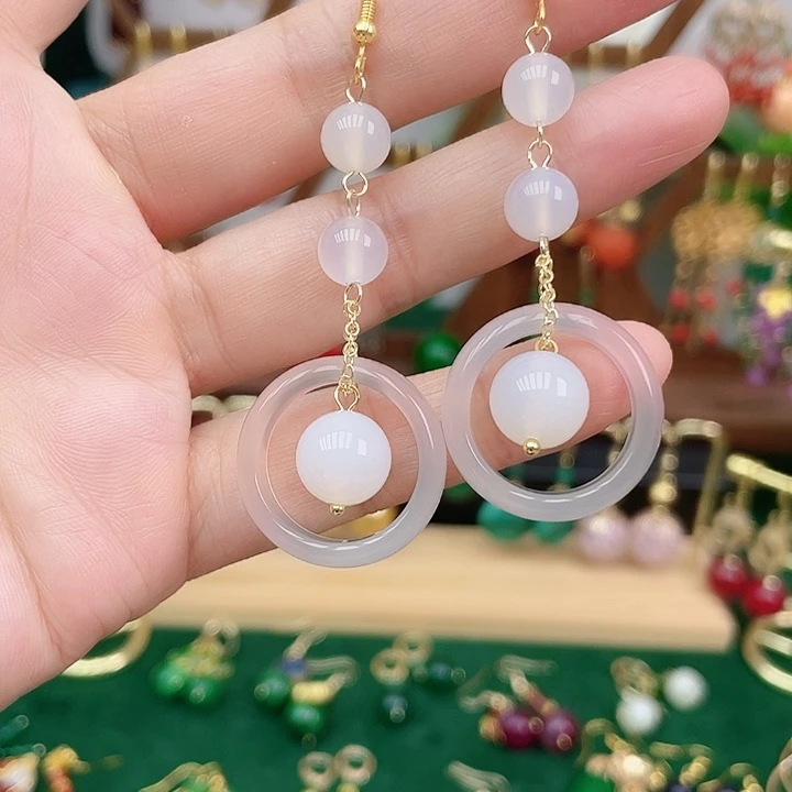 合金耳饰玛瑙/玉髓