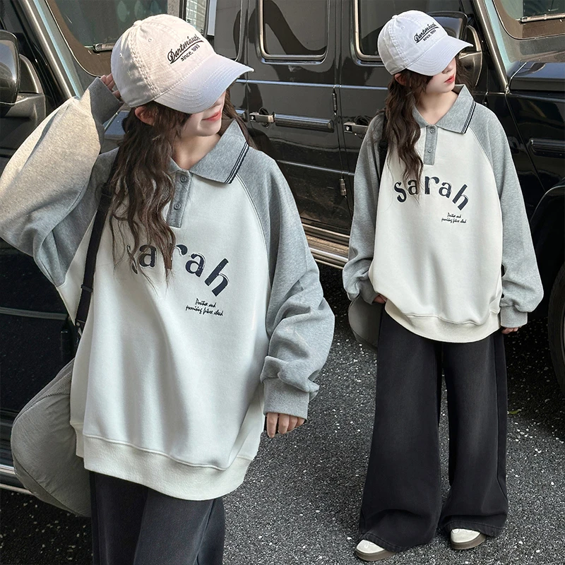 女童卫衣牛仔裤套装秋款2025新款洋气早秋中大童衣服初中生两件套