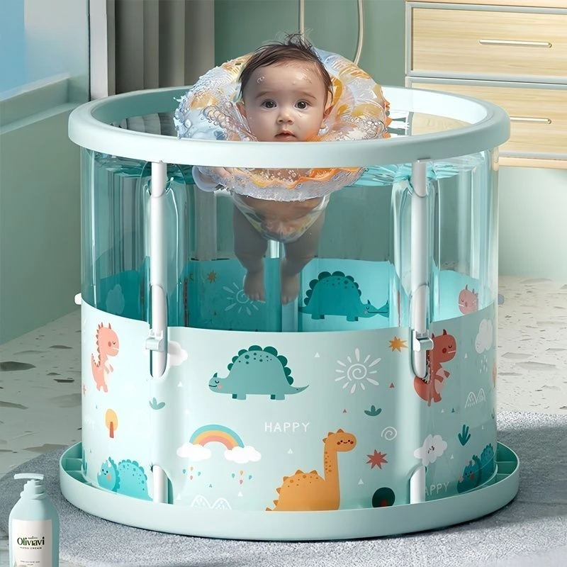 游泳桶新生婴幼儿家用泡澡桶可折叠透明儿童宝宝洗澡桶小孩洗澡盆