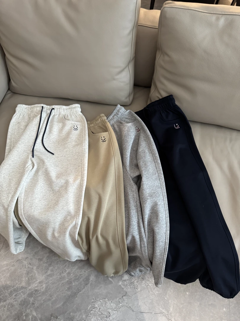 miss muzi｜“笑脸裤”显瘦松弛感舒适百搭撞色抽绳休闲运动束脚卫裤