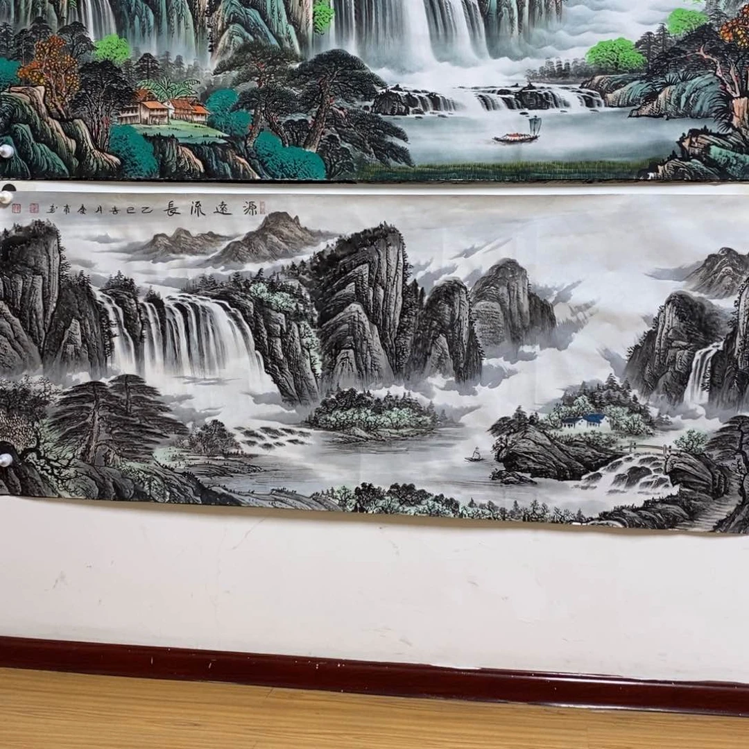 国画晴*＊1.8米长的一副画心