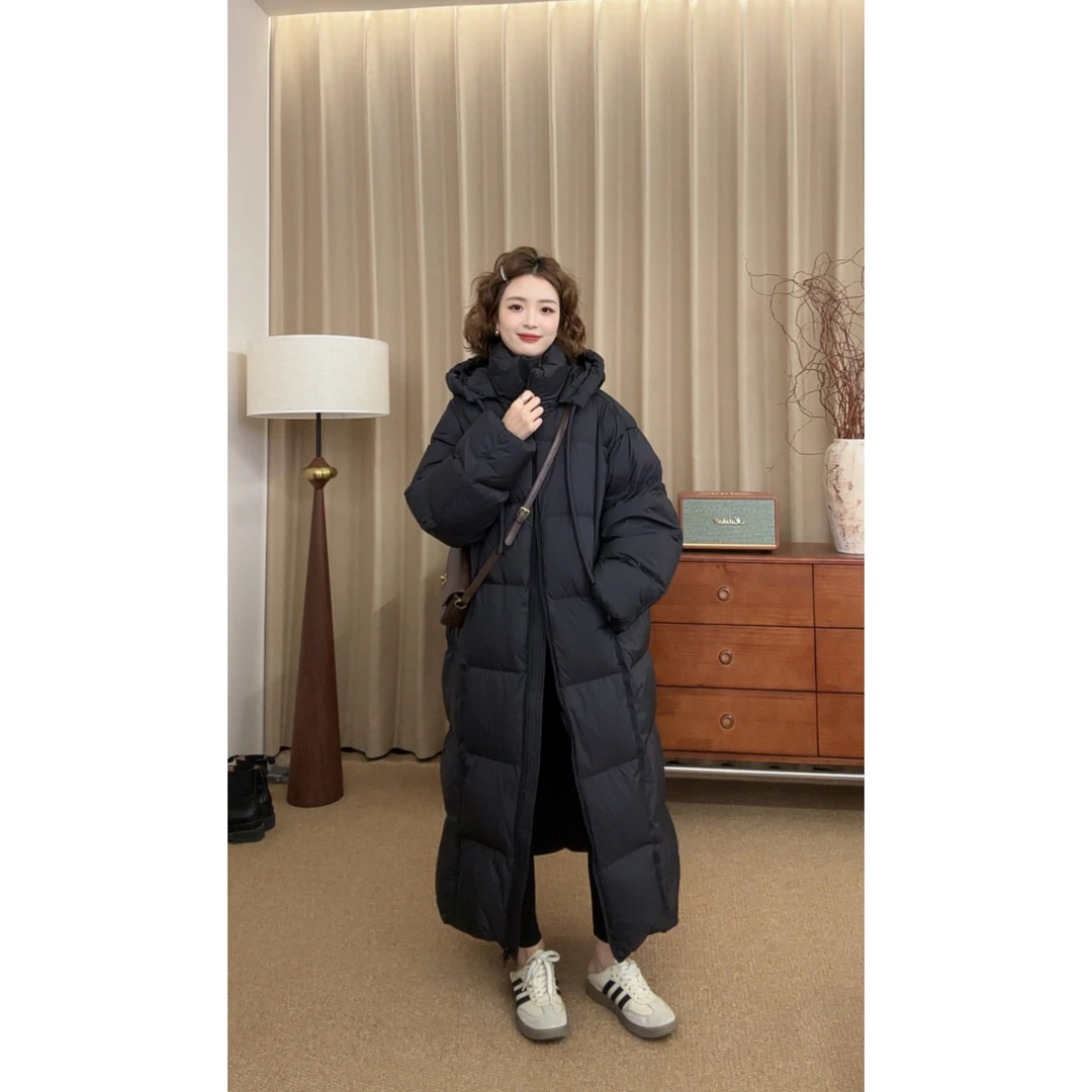 【张小九】一件过冬帽子可拆长款大被子新国标90白鸭绒羽绒服Z2141