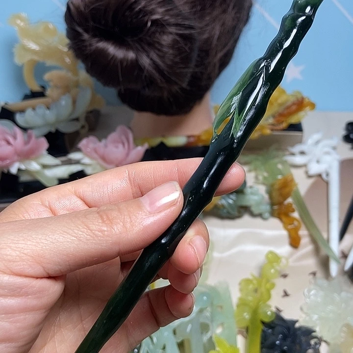 岫玉未镶嵌发簪发簪