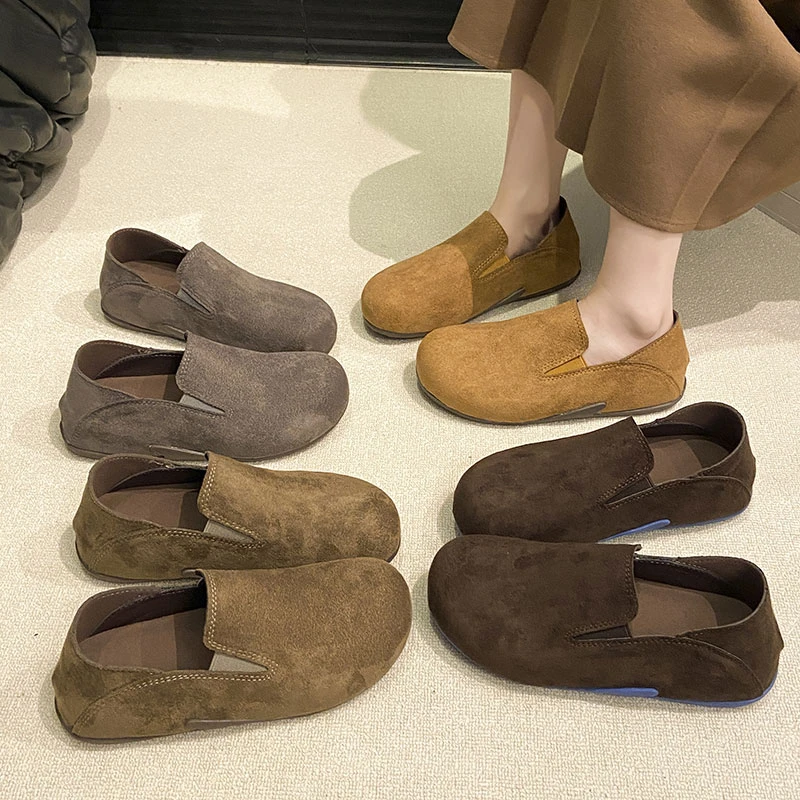 厚底复古乐福鞋女2025秋季新款软底豆豆鞋一脚蹬单鞋休闲通勤女鞋