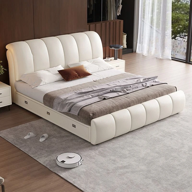 现代简约高级真皮床北欧轻奢储物1.5m双人婚床小户型主卧室出租房