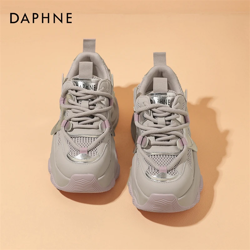 达芙妮老爹鞋女春季透气网面休闲潮流百搭厚底增高防滑运动宋茜代